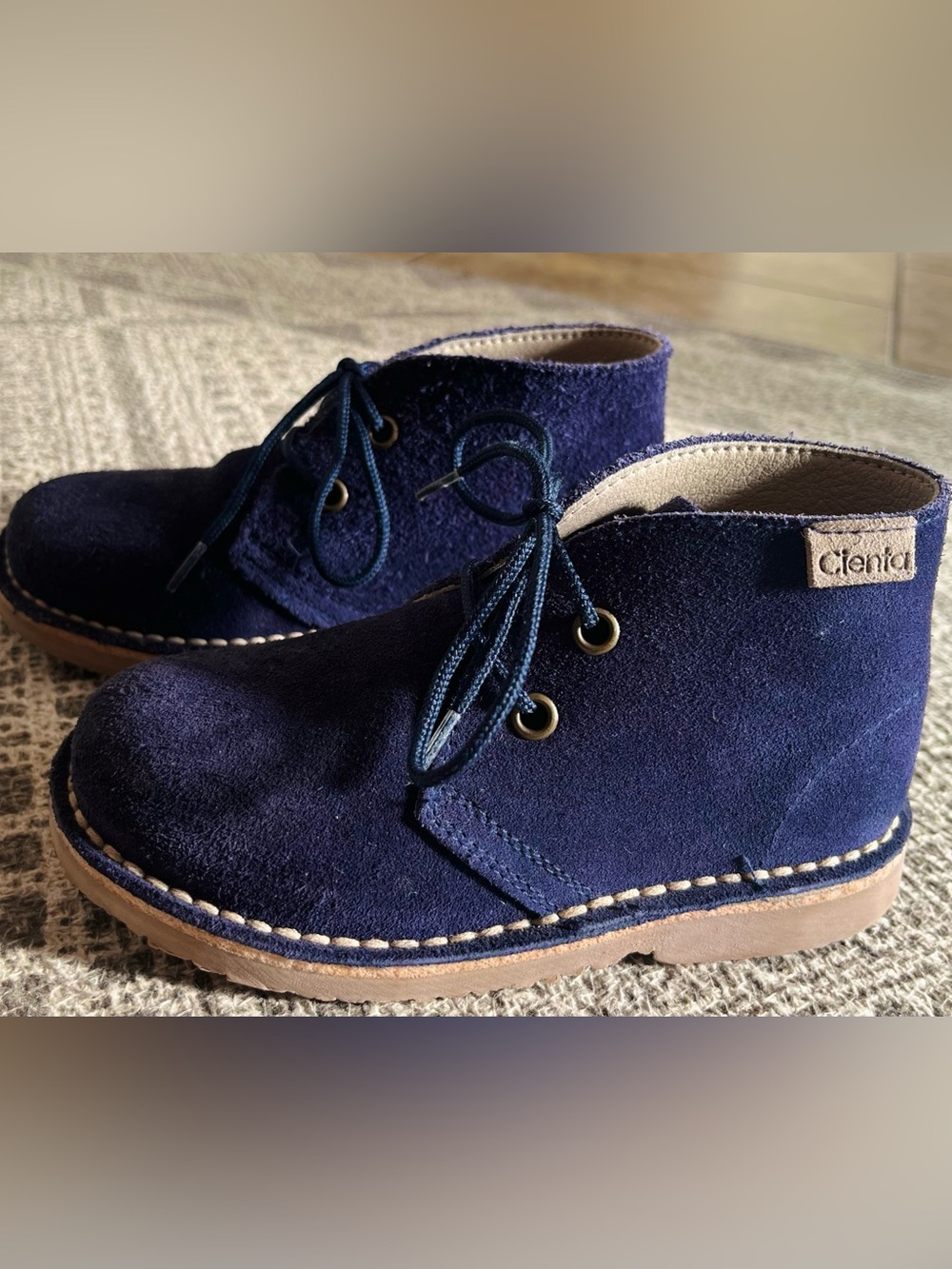 Cienta Navy Suede lace up boot